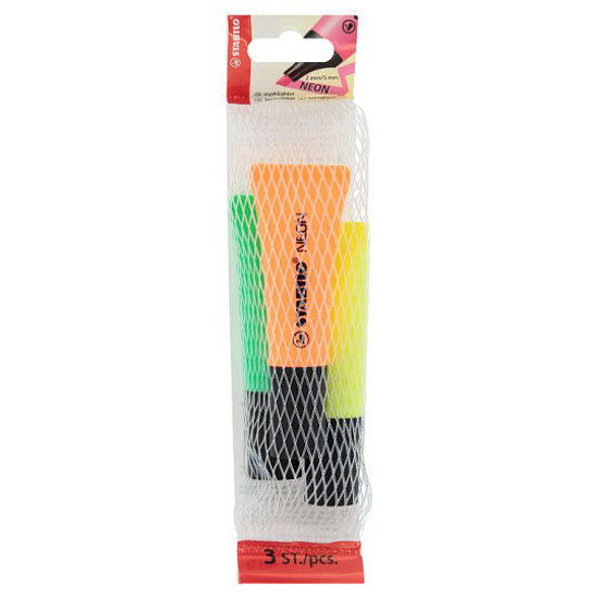 Picture of Stabilo Neon Assorted Highlighter - 3 pieces (Orange, Green, Yellow)